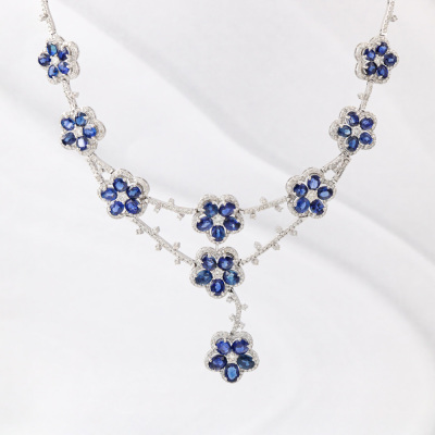 29.16ct Sapphire & 6.50ct Diamond Necklace - 6