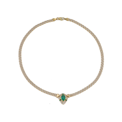 2.10ct Emerald Diamond Necklace, 18ct 20.9G - 2