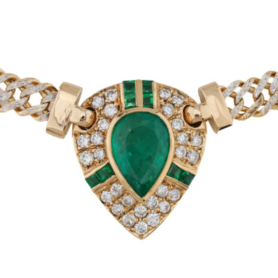 2.10ct Emerald Diamond Necklace, 18ct 20.9G - 3