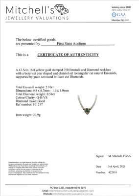 2.10ct Emerald Diamond Necklace, 18ct 20.9G - 4