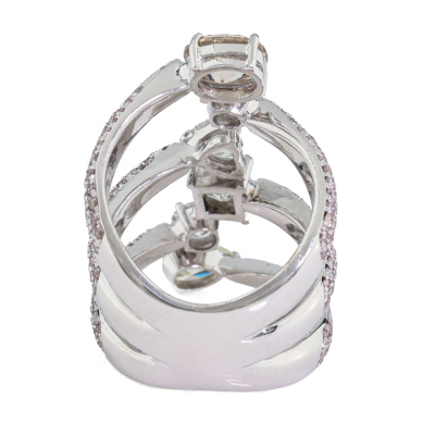 4.38ct White, Champagne & Pink Diamond Ring - 3
