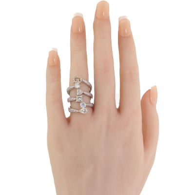 4.38ct White, Champagne & Pink Diamond Ring - 6