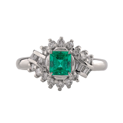 0.43ct Emerald & Diamond Ring