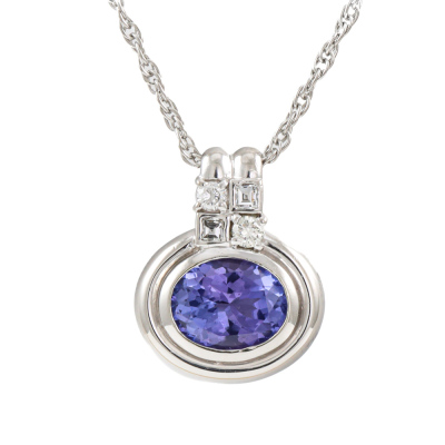 2.11ct Tanzanite and 0.17ct Diamond Pendant