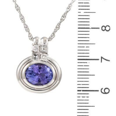 2.11ct Tanzanite and 0.17ct Diamond Pendant - 2