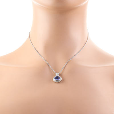 2.11ct Tanzanite and 0.17ct Diamond Pendant - 6