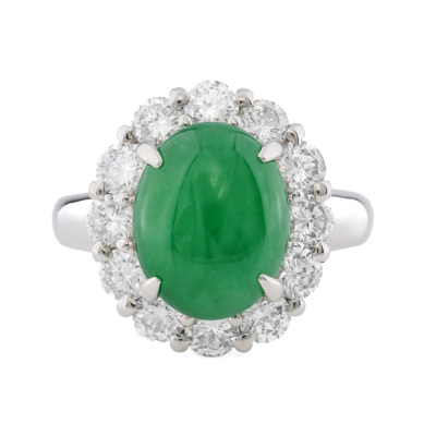 4.04ct Jade & 1.54ct Diamond Ring