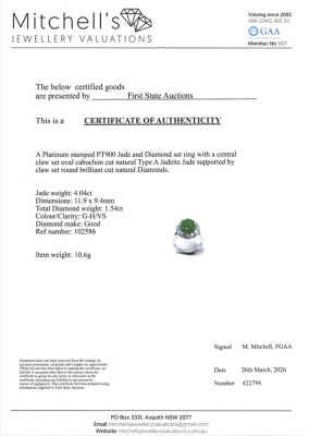 4.04ct Jade & 1.54ct Diamond Ring - 4