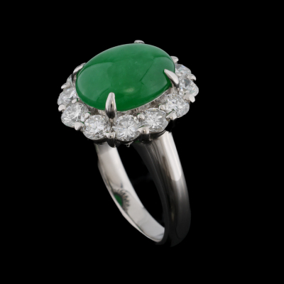 4.04ct Jade & 1.54ct Diamond Ring - 6