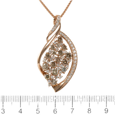 3.07ct White & Champagne Diamond Pendant - 2