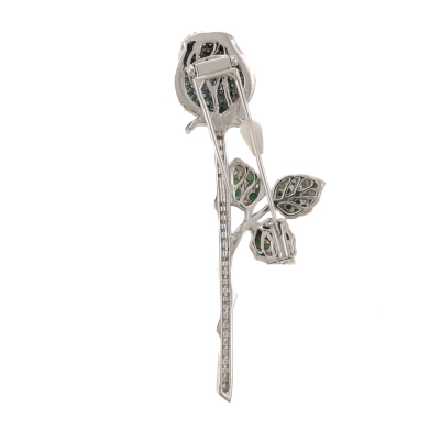 1.00ct Paraiba, Tsavorite & Diamond 18ct Gold Brooch - 3