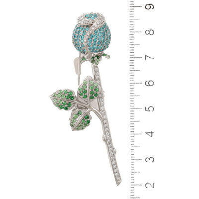 1.00ct Paraiba, Tsavorite & Diamond 18ct Gold Brooch - 5