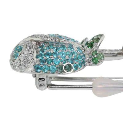 1.00ct Paraiba, Tsavorite & Diamond 18ct Gold Brooch - 6