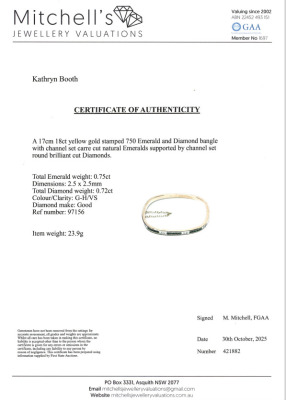 0.75ct Emerald & Diamond Bangle, 18ct 23.9g - 4