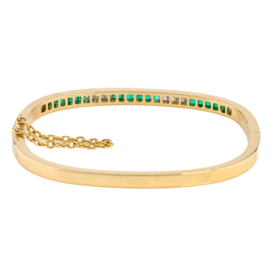 0.75ct Emerald & Diamond Bangle, 18ct 23.9g - 5