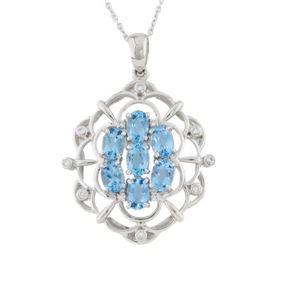 3.10ct Aquamarine & Diamond Pendant