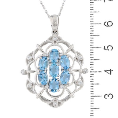 3.10ct Aquamarine & Diamond Pendant - 3