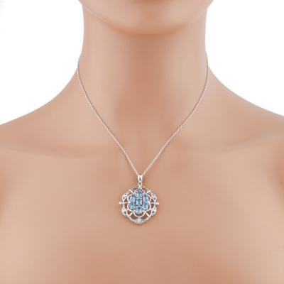 3.10ct Aquamarine & Diamond Pendant - 4