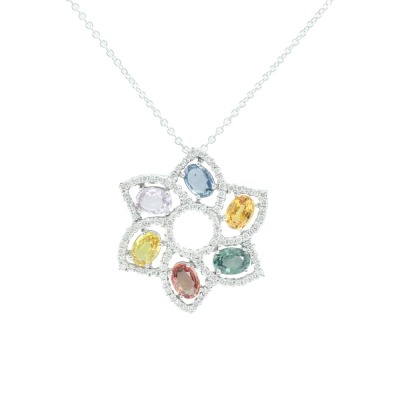 5.93ct Sapphire & 1.15ct Diamond Pendant