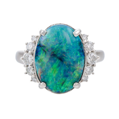 4.71ct Black Opal & Diamond Ring