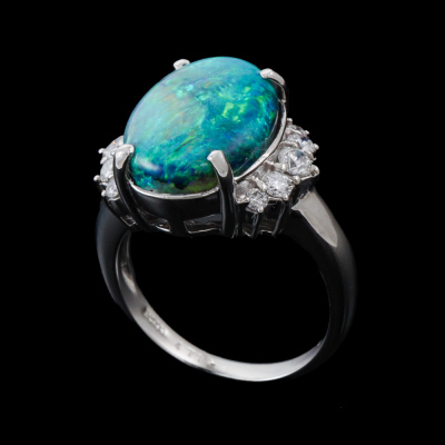 4.71ct Black Opal & Diamond Ring - 6