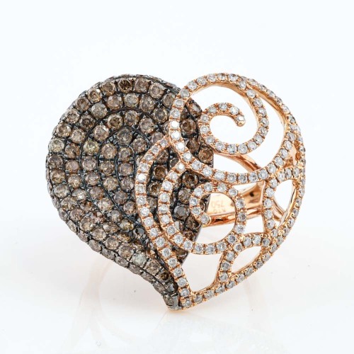 Cognac & White 3.00ct Diamond Ring 18ct Gold