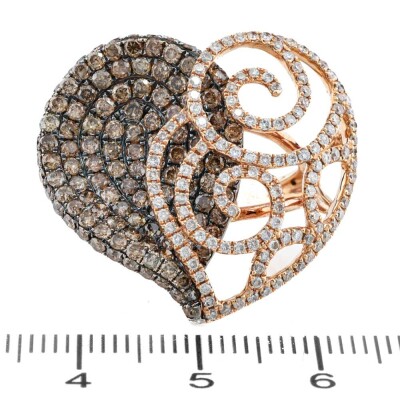 Cognac & White 3.00ct Diamond Ring 18ct Gold - 4