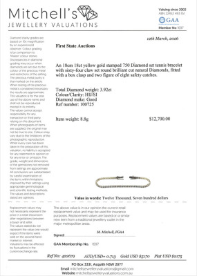 3.92ct Diamond Tennis Bracelet - 4