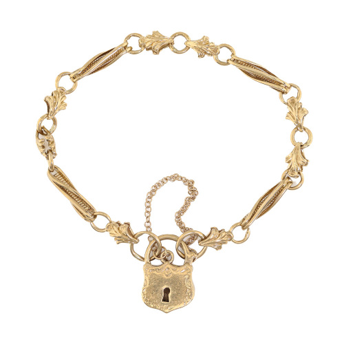 Gate Link Bracelet with Padlock, 9ct 19.5g