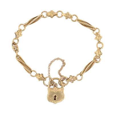 Gate Link Bracelet with Padlock, 9ct 19.5g