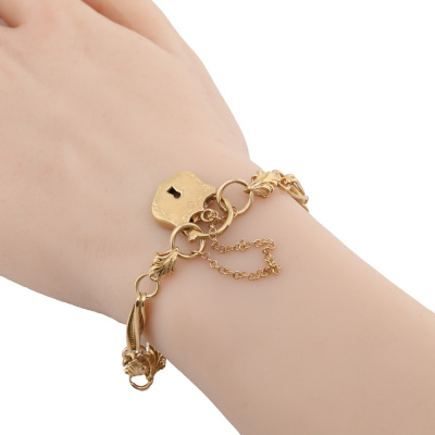 Gate Link Bracelet with Padlock, 9ct 19.5g - 2