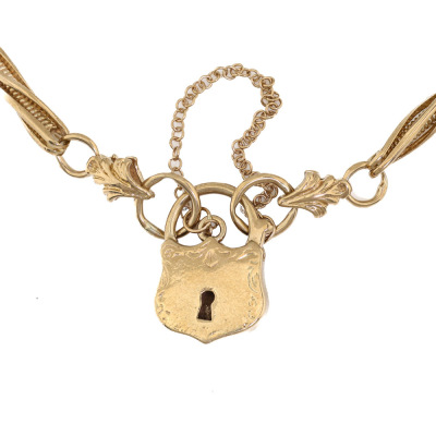 Gate Link Bracelet with Padlock, 9ct 19.5g - 3