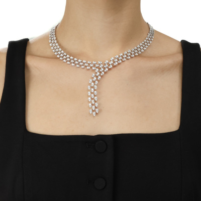11.31ct Round Diamond Dress Gold Necklace 46g