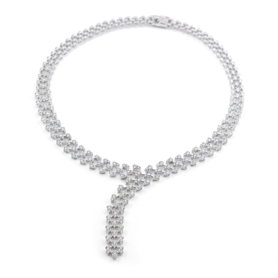 11.31ct Round Diamond Dress Gold Necklace 46g - 2