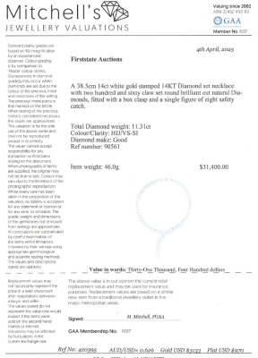 11.31ct Round Diamond Dress Gold Necklace 46g - 3