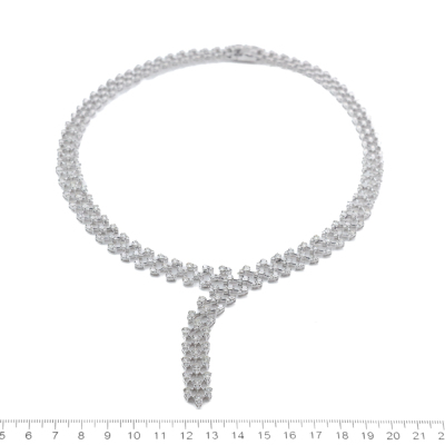 11.31ct Round Diamond Dress Gold Necklace 46g - 4