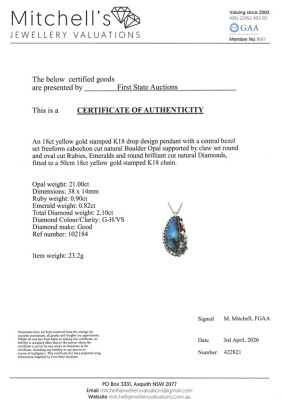 21.00ct Boulder Opal & Diamond Pendant - 4
