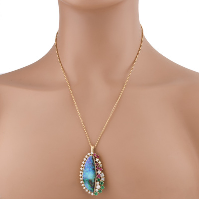 21.00ct Boulder Opal & Diamond Pendant - 7