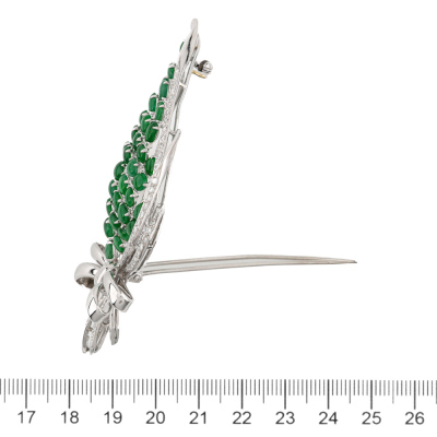 Green Jadeite Jade & Diamond Brooch - 3