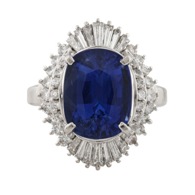 6.67ct Ceylon Sapphire & 1.16ct Diamond Ring