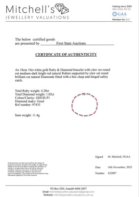 4.20ct Ruby & 1.05ct Diamond Bracelet - 4