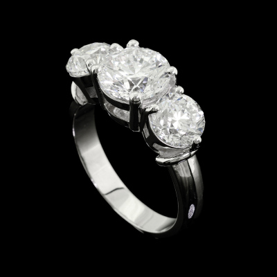 4.01ct Diamond Trilogy Ring GIA D Colour - 9