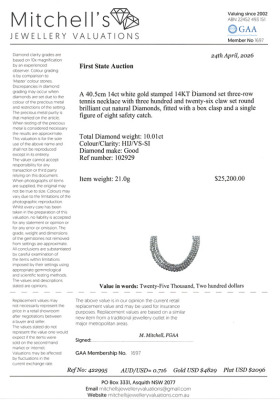 10.01ct Diamond 3 Row Tennis Necklace - 4