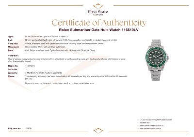 Rolex Submariner Date Hulk Watch 116610LV - 3