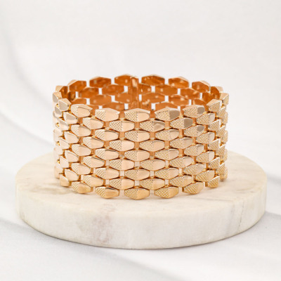 Articulated Wide Gold Bracelet, 18ct 69.7g - 8