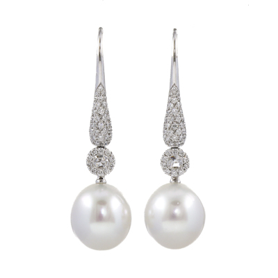Autore 11.9mm South Sea Pearl & Diamond Earrings