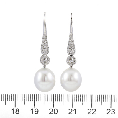 Autore 11.9mm South Sea Pearl & Diamond Earrings - 2