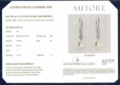 Autore 11.9mm South Sea Pearl & Diamond Earrings - 7