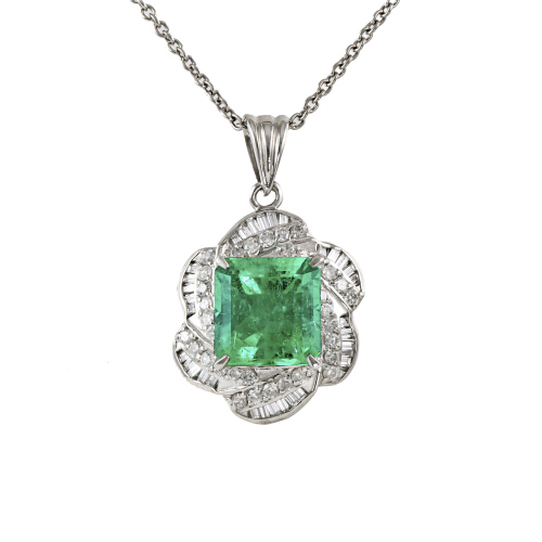 4.30ct Colombian Emerald & Diamond Pendant