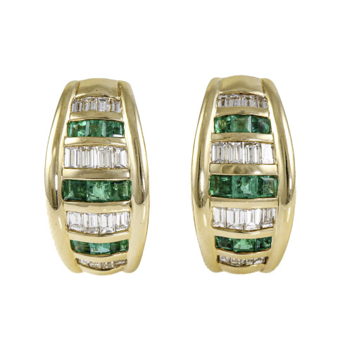 1.15ct Emerald & 1.00ct Diamond Earrings